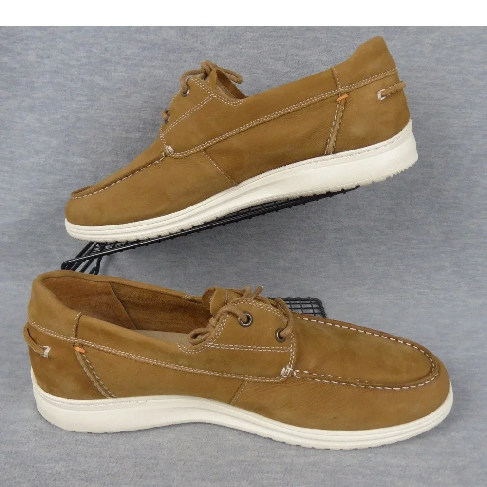 Samuel Hubbard Olema Moc Nutmeg Shoes Mens 13 XW Brown Nubuck Leather Boat Shoes